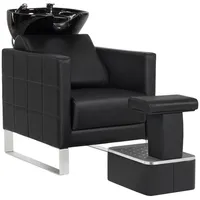 Barberpub Friseurstuhl mit Waschbecken Friseurwaschsessel für SPA Salon Friseur Waschplatz 8611 (Schwarz/Kunstleder)