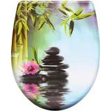 WOLTU Toilettendeckel, WC Sitz mit Absenkautomatik, Klodeckel Klobrille mit Quick-Release-Funktion, O-Form Toilettensitz mit Motiv, Montage von oben unten, 175 kg belastbar der Klobrille