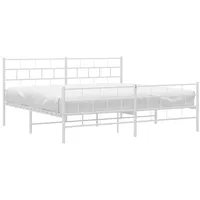 VidaXL Bettgestell mit Kopf- und Fußteil Metall Weiß 180x200