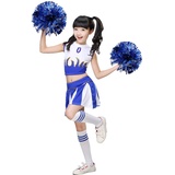 LOLANTA Mädchen Cheerleader Kostüm Schulkind Cheer Kostüm Outfit Karneval Kostüm(blau,116-122,Etikettengröße 120)
