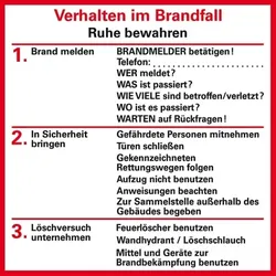 Dreifke® Verhaltensregeln Verhalten im Brandfall, Folie, selbstklebend, 80x80mm