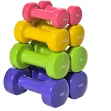 HOMCOM 20 kg Hexagonale Kurzhantel Set, 8 Kurzhanteln 1 kg - 4 kg, beschichtet mit Polyurethan, für Zuhause, Fitnessstudio, aus Stahl, bunt   Aosom