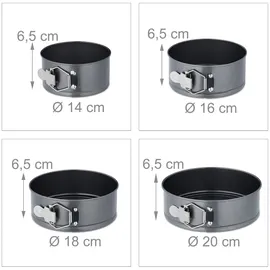 Relaxdays Springform Set, 7-tlg., runde Backformen, Ø 14/16/18/20/24/26/28 cm, Edelstahl, Antihaft Kuchenform, anthrazit