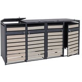 MCW XL Mülltonnenverkleidung J81 4er/8er Buche-Holzoptik Hellbraun 117x284x98cm