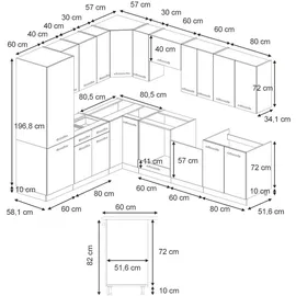 Vicco Winkelküche L-Form 227 x 287 cm Eiche