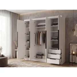 A&J MöbelLand Drehtürenschrank KLARI 200 x 215 x 59,5 cm Silberfarben