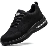 Rona Shoes Sicherheitsschuhe Arbeitsschuhe Stahlkappenschuhe Leichte Bequeme Sportliche Arbeitsschutzschuhe Herren Damen Delta Black EU 43 - 43 EU