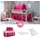 Homestyle4u Hochbett Kinder 90 x 200 cm Kiefer lackiert weiß pink