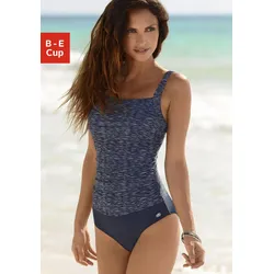 Badeanzug KANGAROOS, Damen, Gr. 52, Cup E, blau (marine, bedruckt), Polyamid, Badeanzüge, Shaping-Einsatz vorn, Softcups, Unterbrustgummi, verstellbare Träger