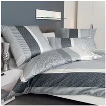 JANINE Davos 65097 Gestreift Grau 135 x 200 cm + 80 x 80 cm
