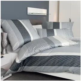 JANINE Davos 65097 Gestreift Grau 135 x 200 cm + 80 x 80 cm