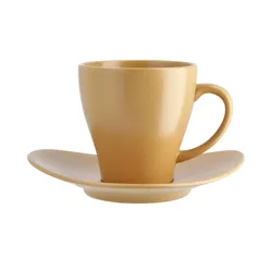 Tasse mit Unterteller  Cuba Ocra , gelb , Maße (cm): H: 9  Ø: 8.5