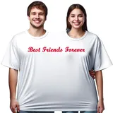 Doppel T-Shirt für 2 Personen Partyspaß für Geburtstage & Hochzeiten mit Spruch MR & Mrs. Partyspiel Unisex-Kostüm Fasching Karneval (Best Friends Forever, Baumwolle) - Einheitsgröße Tall