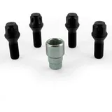 H&R Felgenschloss-Set M14x1.50x28mm Kegelbund Schwarz - 4 Felgenschloss-Schrauben inkl. Adapter