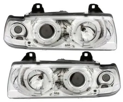 Kristall-Scheinwerfer für BMW E36 Angel Eyes (1991–1999) 2-türiges Coupé – Chrom