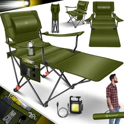 KESSER® Campingliege Campingstuhl 2in1 bis 160kg   Feldbett klappbar   Campingbett faltbar extra breit   Campinglicht & Getränkehalter + Aufbewahrungstasche & Transporttasche   Angelliege verstellbar