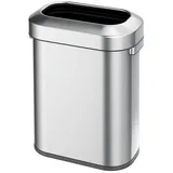 Proregal Stilvoller ovaler offener Abfallsammler aus gebürstetem Edelstahl | 60 Liter, HxBxT 65x46,2x28,8cm | Silber