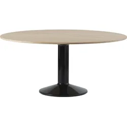 Midst Tisch 160 cm rund helle Eiche auf einem schwarzen Bein