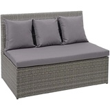 MCW Poly-Rattan 2er Sofa G16 Grau Kissen Dunkelgrau