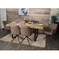 Mendler 6er-Set Esszimmerstuhl HWC-L80, Küchenstuhl Polsterstuhl Stuhl mit Armlehne,