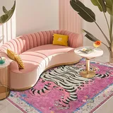 Tibetischer Tiger-Teppich für den Eingangsbereich, 6 x 0,9 m, Boho-Stil, waschbar, Leopardenmuster, für Schlafzimmer, Küche, rutschfest, niedriger Flor, Tierbodenmatte