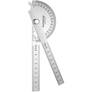 Winkelmesser Metall Gradmesser Winkelmessung Lineal 0-180° Edelstahl Messwerkzeug Universal Gradmesser für Tischler Schule Malerei Zeichnung Anzeichnen Holzhandwerk Bau Heimwerker