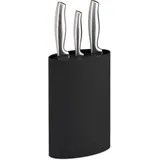 Relaxdays Messerblock oval, Messerhalter unbestückt, mit Borsten, HxBxT: 22 x 16,5 x 6,5 cm, schwarz