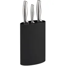 Relaxdays Messerblock oval, Messerhalter unbestückt, mit Borsten, HxBxT: 22 x 16,5 x 6,5 cm, schwarz