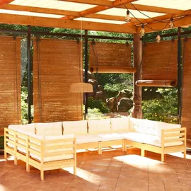 vidaXL Garten-Lounge-Set 9-tlg. creme Kiefernholz