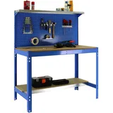 Simonrack Werkbank 400 kg Belastbarkeit, 144,5x91x61 cm, Große Arbeitsfläche Arbeitsfläche, Arbeitstisch, Holz-Arbeitsplatte, Blau/Holz - BT3