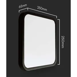 V-Tac Deckenleuchte Kunststoff 250 mm 18 W 1830 lm IP44 schwarz
