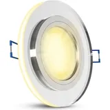 SSC-LUXon YAPU Glas Einbaustrahler mit LED Ring in rund silber spiegelnd - flache Einbauleuchte mit LED Modul 4w warmweiß 230V
