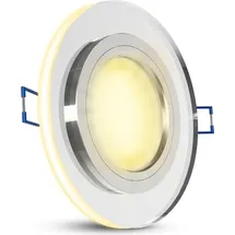 SSC-LUXon YAPU Glas Einbaustrahler mit LED Ring in rund silber spiegelnd - flache Einbauleuchte mit LED Modul 4w warmweiß 230V