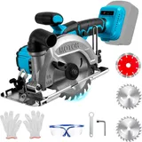 Akku Kreissäge für Makita 18V Lithium-Akku(Ohne Akku), Bürstenlose Mini-Kreissäge Handkreissäge mit 2 Sägeblättern(150mm), mit Diagonal Schneiden, 6200RPM, Ideal für Schneiden Holz