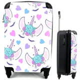 MuchoWow Handgepäckkoffer Mädchen - Einhorn - Blumen - Muster - Mädchen - Kinder - Kinder, 4 Rollen, Reisetasche mit rollen, Handgepäck für Ferien, Trolley, Reisekoffer bunt