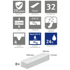 EGGER Hybridboden Aquadura EDF103 Meran Eiche 1.292 x 193 x 7,5 mm
