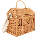 BEIJIALY Rattan-Aufbewahrungskorb-Tasche, Niedliche Handgewebte Hausform-Tasche, Multifunktionale Umweltfreundliche Umhängetasche, Strandhandtasche für Jungen und Mädchen, Fotografie