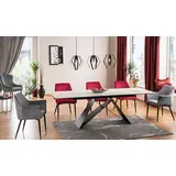Esstisch Konferenztisch Westin III 160-240x90x76cm Marmor weiß schwarz ausziehbar - Weiß/Schwarz