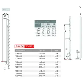 Belrad Vertikalheizkörper Typ 20 1600 x 400 mm 924 W weiß Mittelventil