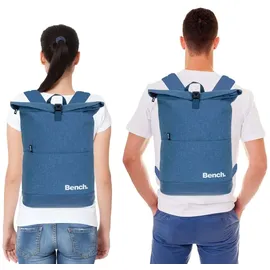 Sieber Kurierrucksack Herren Damen Freizeitrucksack Bench Roll-Top Classic Rucksack Laptoprucksack 64180 5400 Denim Blue Mittel Blau + Trinkflasche Bagboom® - Blau