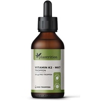 plantrition Vitamin K2 Mk7 Tropfen Vegan (100 μg pro Portion) 600 Tropfen Vitamin K2 Öl Natürliches Menaquinon MK-7 99% All-Trans (20ml)