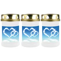 HS Candle Grabkerze GK-04210 (3-tlg), Grabkerze Brenndauer 48 Stunden mit Motiven