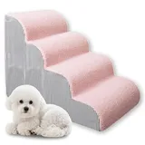 Große Hundetreppe für Schlafsofa, 2/3/4-stufige Rampentreppe mit waschbarem, abnehmbarem Plüschbezug, hochdichter Schaumstoff, Hundetreppe für kleine Hunde, alte Katzen (Rosa, 72 x 40 cm)