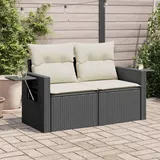 IKAYAA Balkon Sofa Rattan Gartensofa mit Stauraum Gartenbank Rattan Sofa 2 Sitzer Lounge Sofa Outdoor Balkonsofa Balkon Lounge Klein Balkon Couch Balkonmöbel Rattansofa Gartenlounge