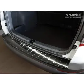 Avisa Schwarz Edelstahl Heckstoßstangenschutz kompatibel mit Skoda Karoq 2017-2022 'Ribs'