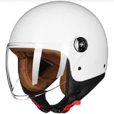 WZGGTEAM Jethelm mit Visier, Roller Helm Mopedhelm ECE-Zertifiziert, Scooter-Helm Moped Mofa-Helm Chopper Vintage, Motorradhelm für Herren und Damen