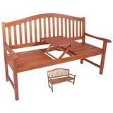 Home4Living Gartenbank Holzbank m. hochklappbarem Tisch Eukalyptus FSC, geölt Bank braun