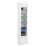 Kühlschrank STERLET | 1x Glastür + LED & Display | 105 Liter, HxBxT 188x36x42,2cm | -2/+10°C | Weiß | + CHEFGASTRO Geschirrtuch