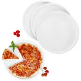 MamboCat 4er Set Bianco Pizzateller XXL I Ø 33,5 cm I für 4 Personen I weiße große Pizzateller aus Porzellan I XXL-Speiseteller, Servierplatte