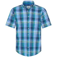 Brax Herren Style Dan C Cotton Linen SLUB Kurzarnhemd, Blau/Grün, L